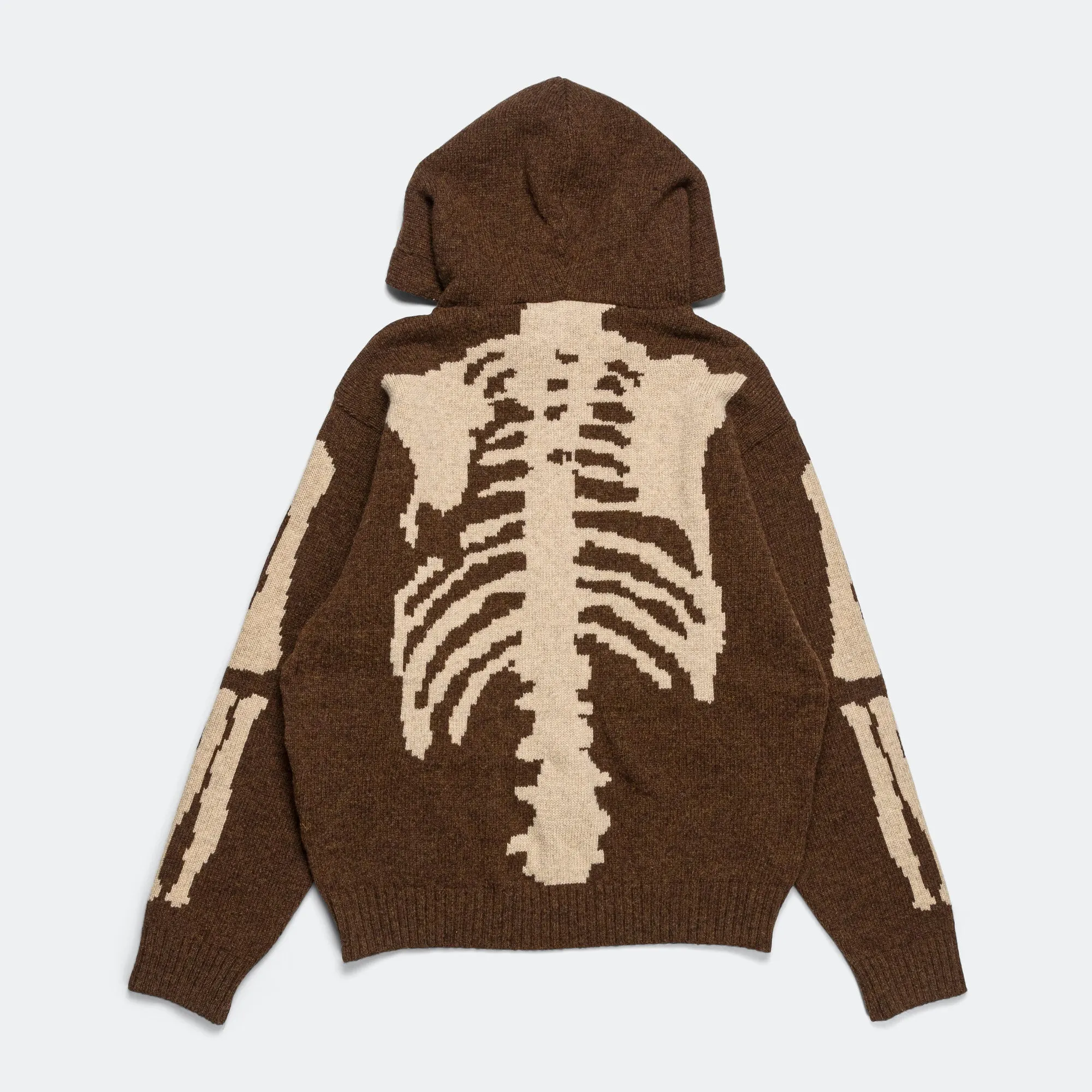 5G Wool BONE Hood Sweater - Brown