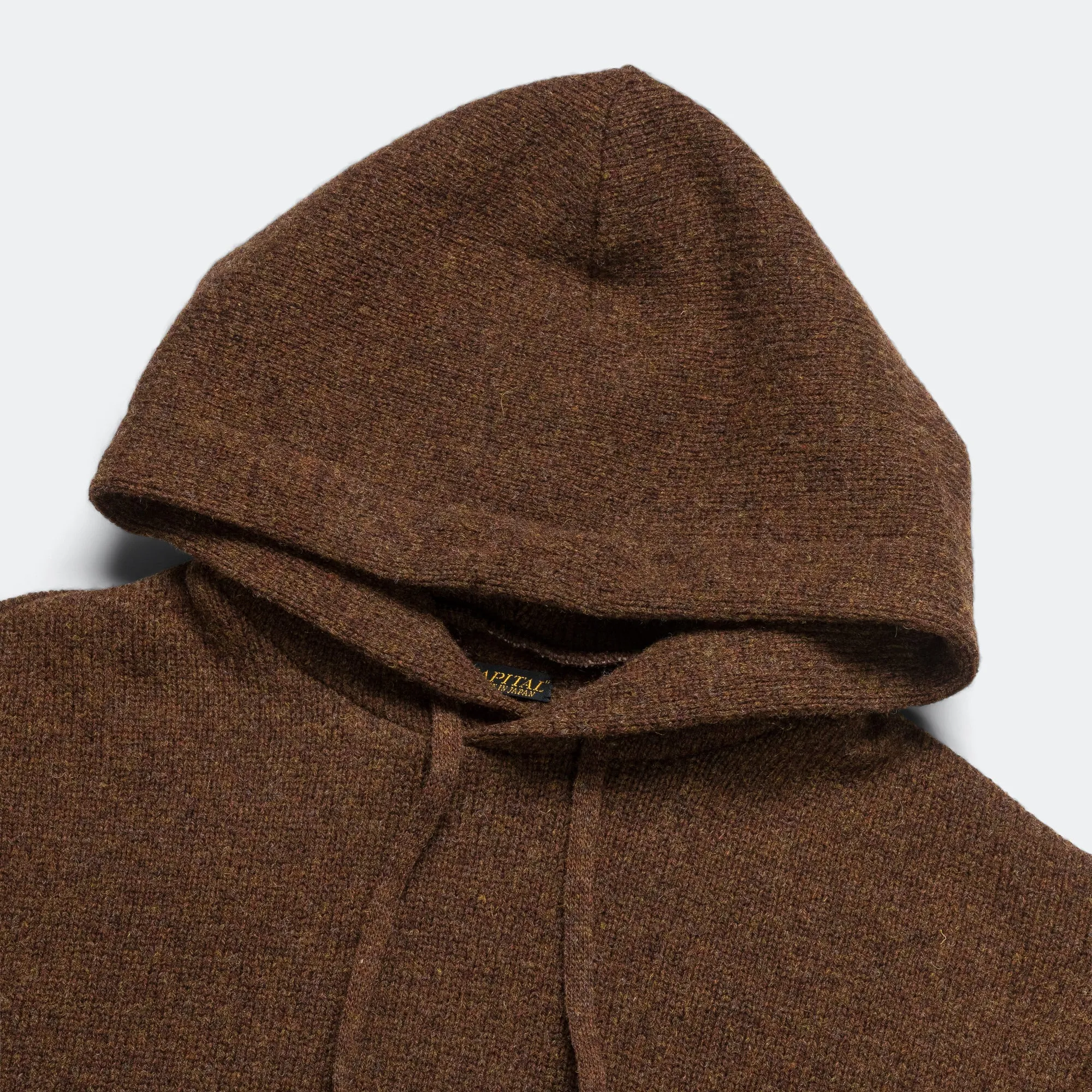 5G Wool BONE Hood Sweater - Brown