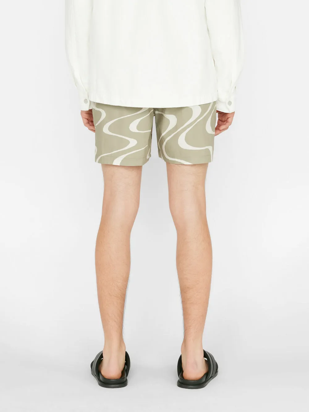 Abstract Wave Graphic Short -- Sand Beige Print