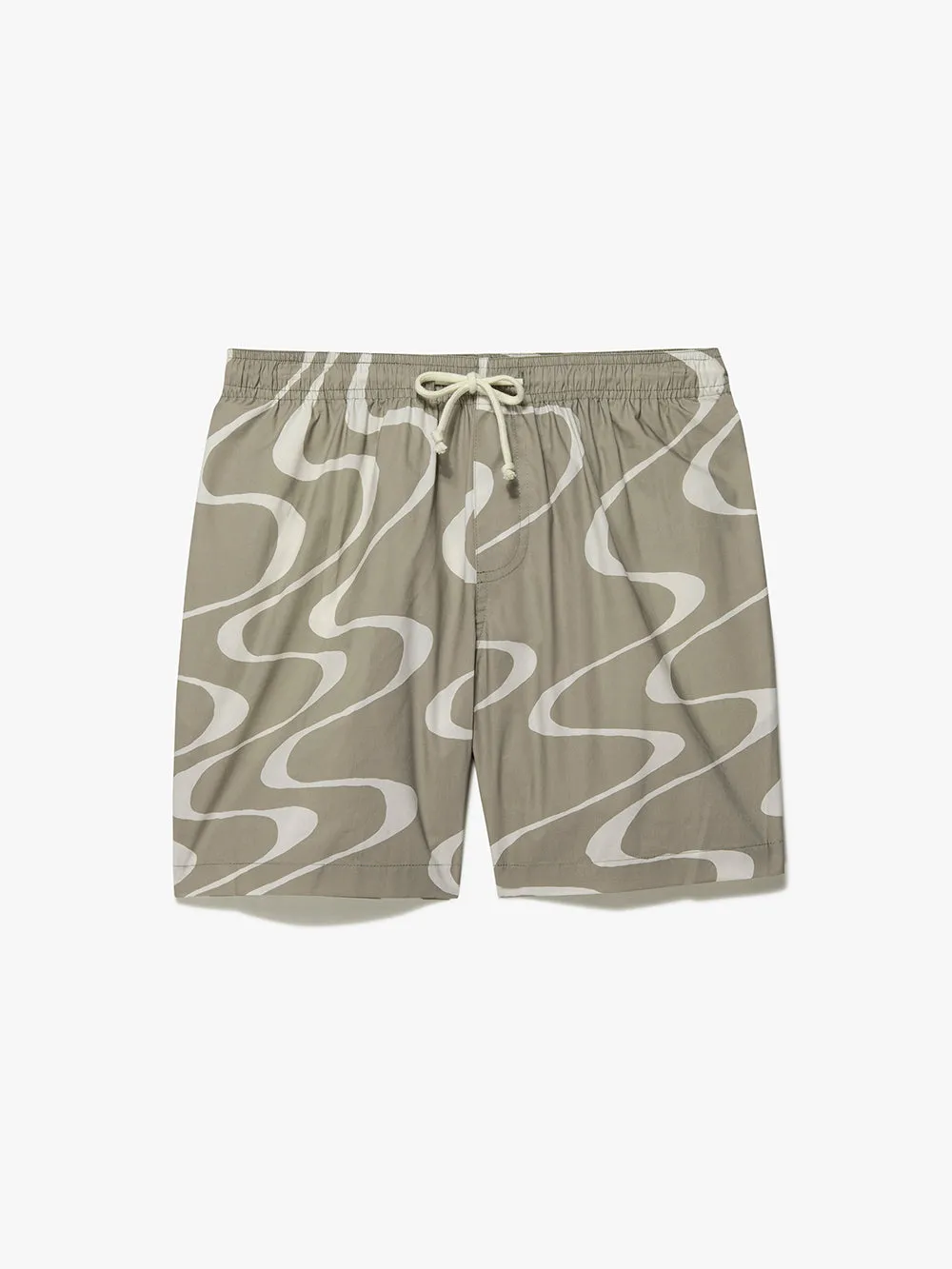 Abstract Wave Graphic Short -- Sand Beige Print