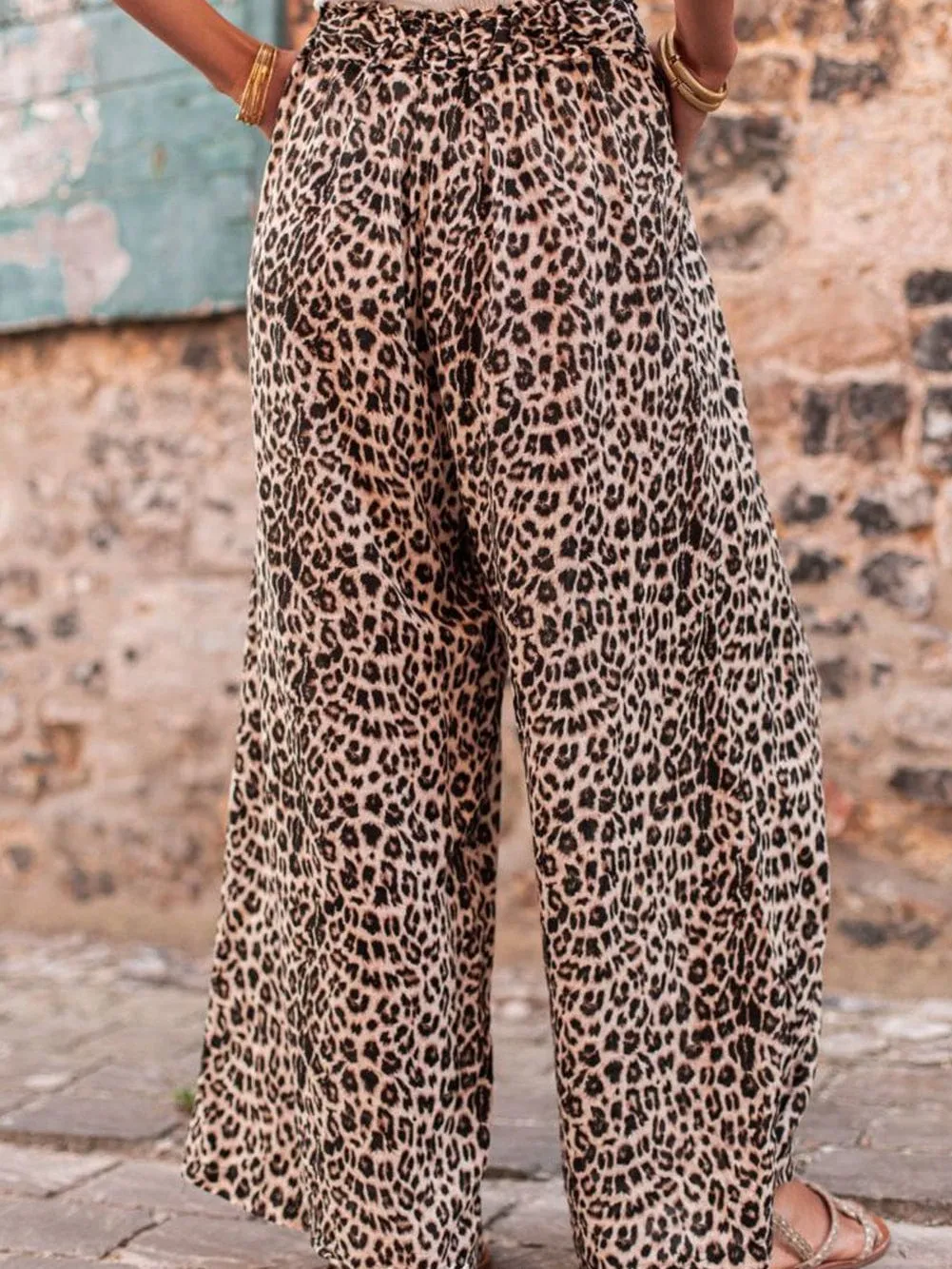 Animal Print Wide Leg Pants