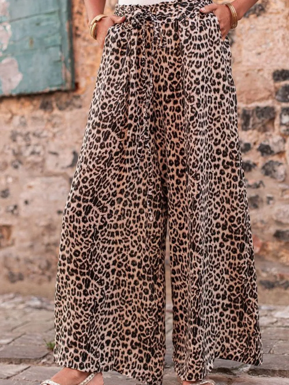 Animal Print Wide Leg Pants