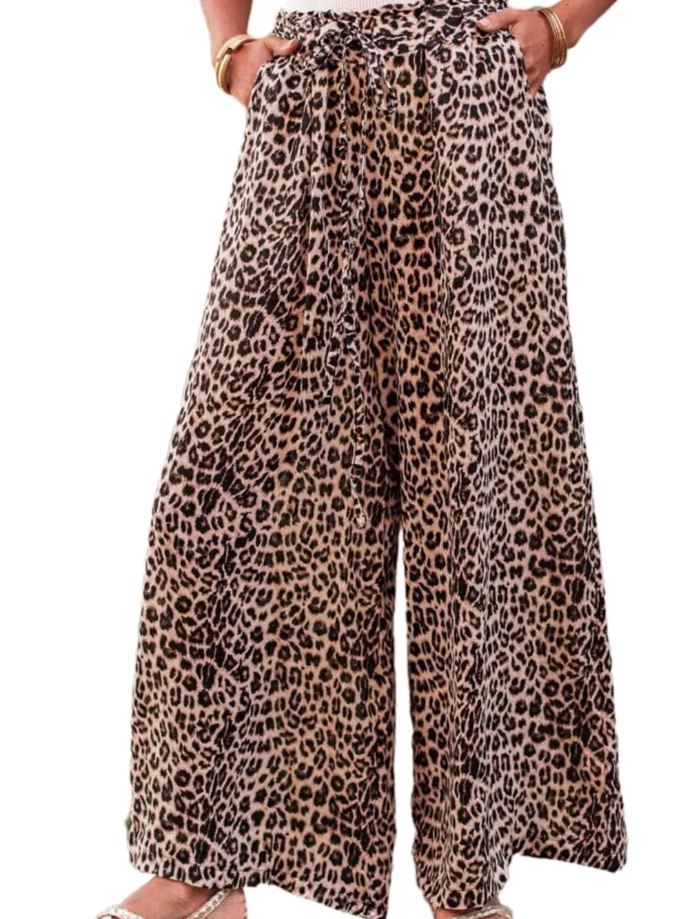 Animal Print Wide Leg Pants