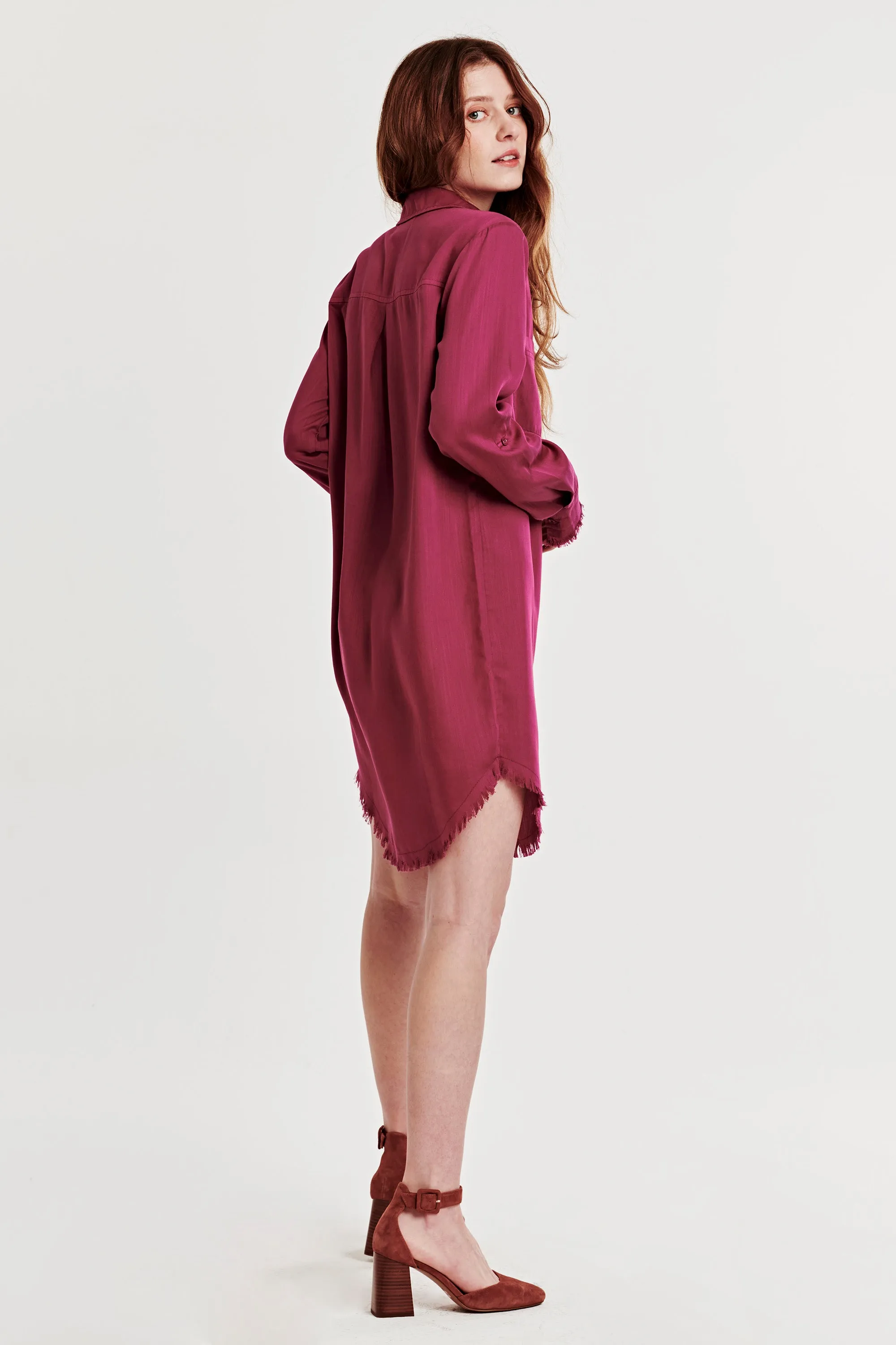 AVERY BUTTON FRONT DRESS PURPLE WINE