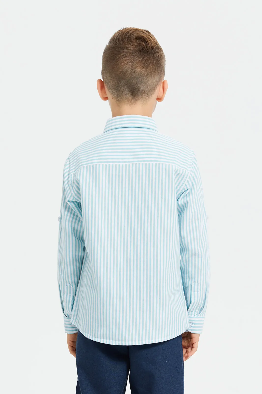 Boys Blue Long Sleeve Stripe Shirt