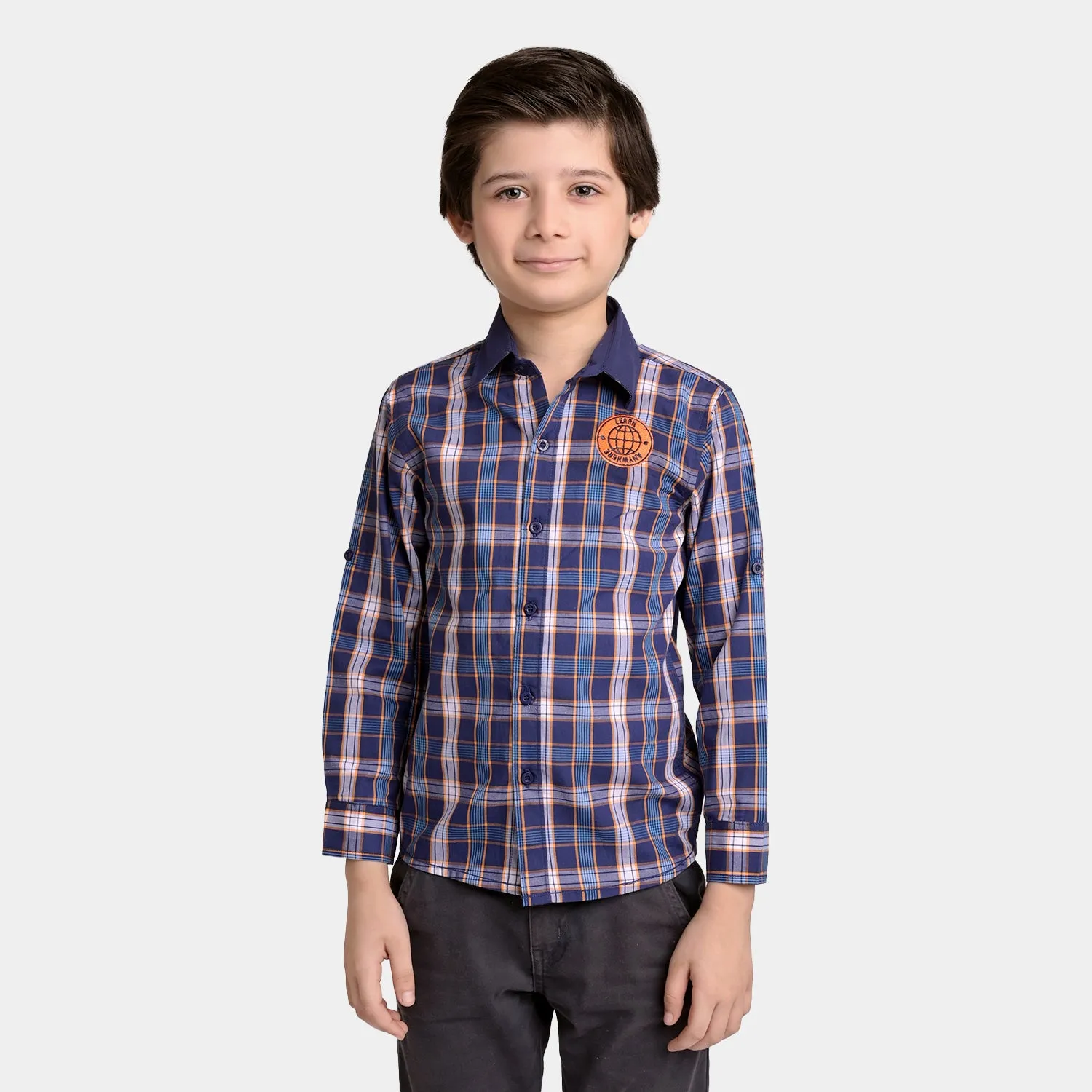 Boys Yarn Dyed Casual Shirt New Generation-Blue