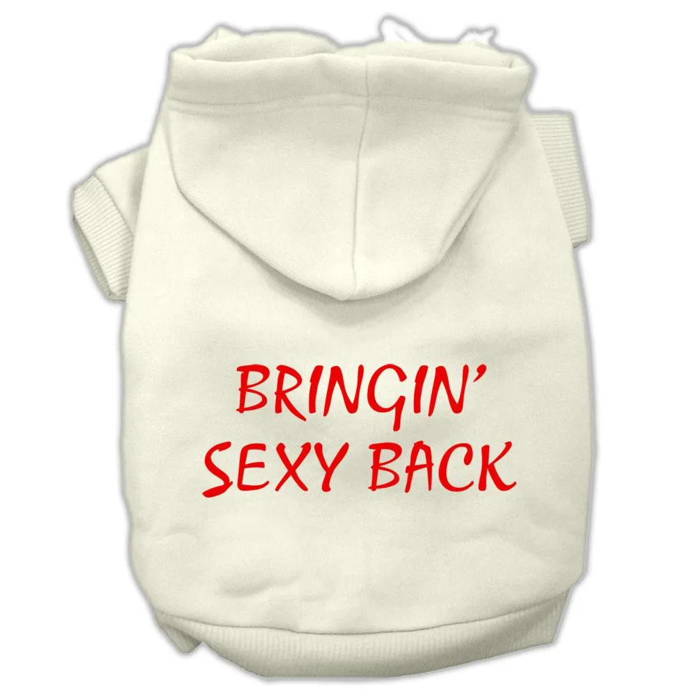 Bringin' Sexy Back Screen Print Pet Hoodies Cream Size Sm (10)