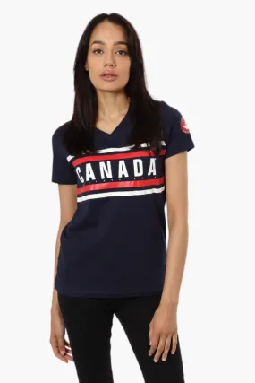 Canada Weather Gear Striped Canada Print Tee - Navy