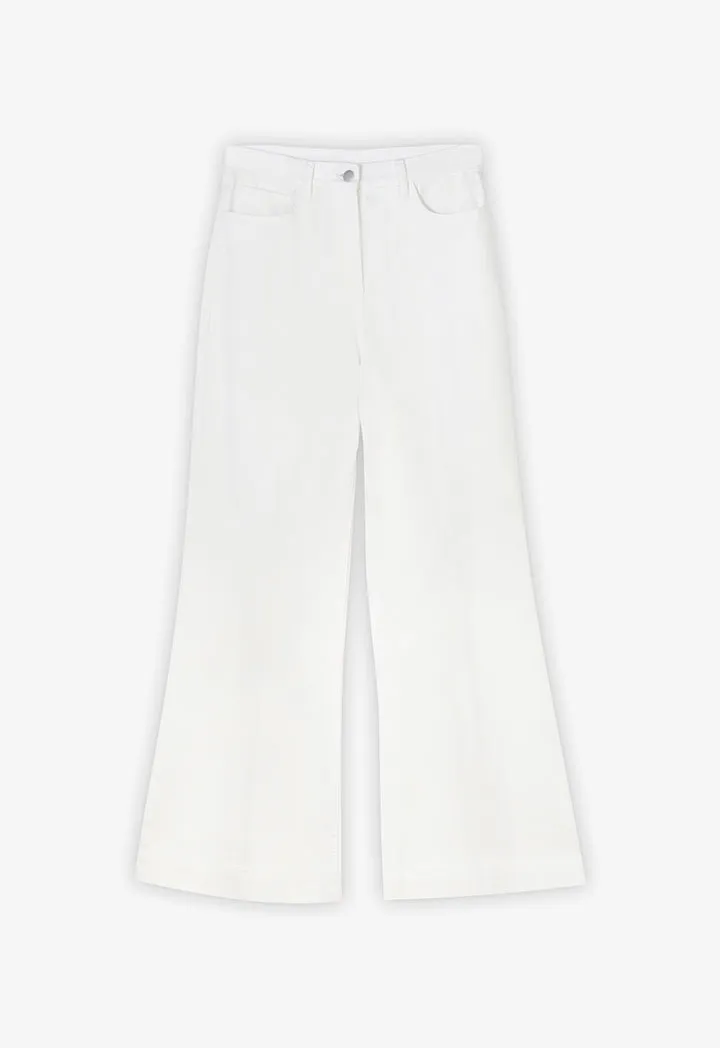 Choice Straight Wide Legs Denim Trousers Off White