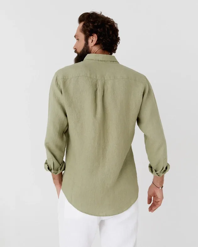 Classic Men's Linen Shirt Sintra in Sage