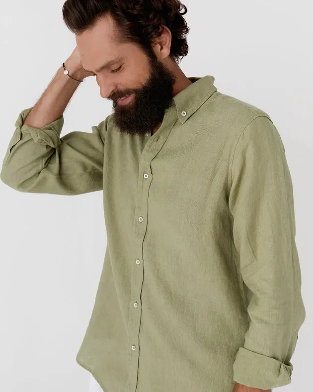 Classic Men's Linen Shirt Sintra in Sage