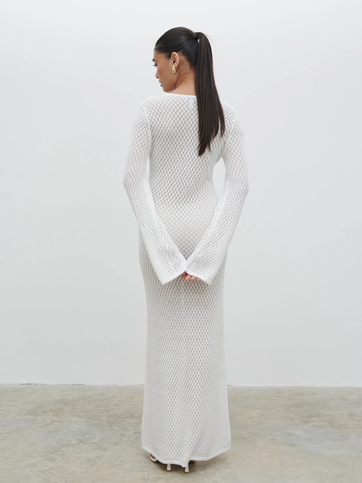 Croisette Knit Beaded Midaxi Dress - Ivory