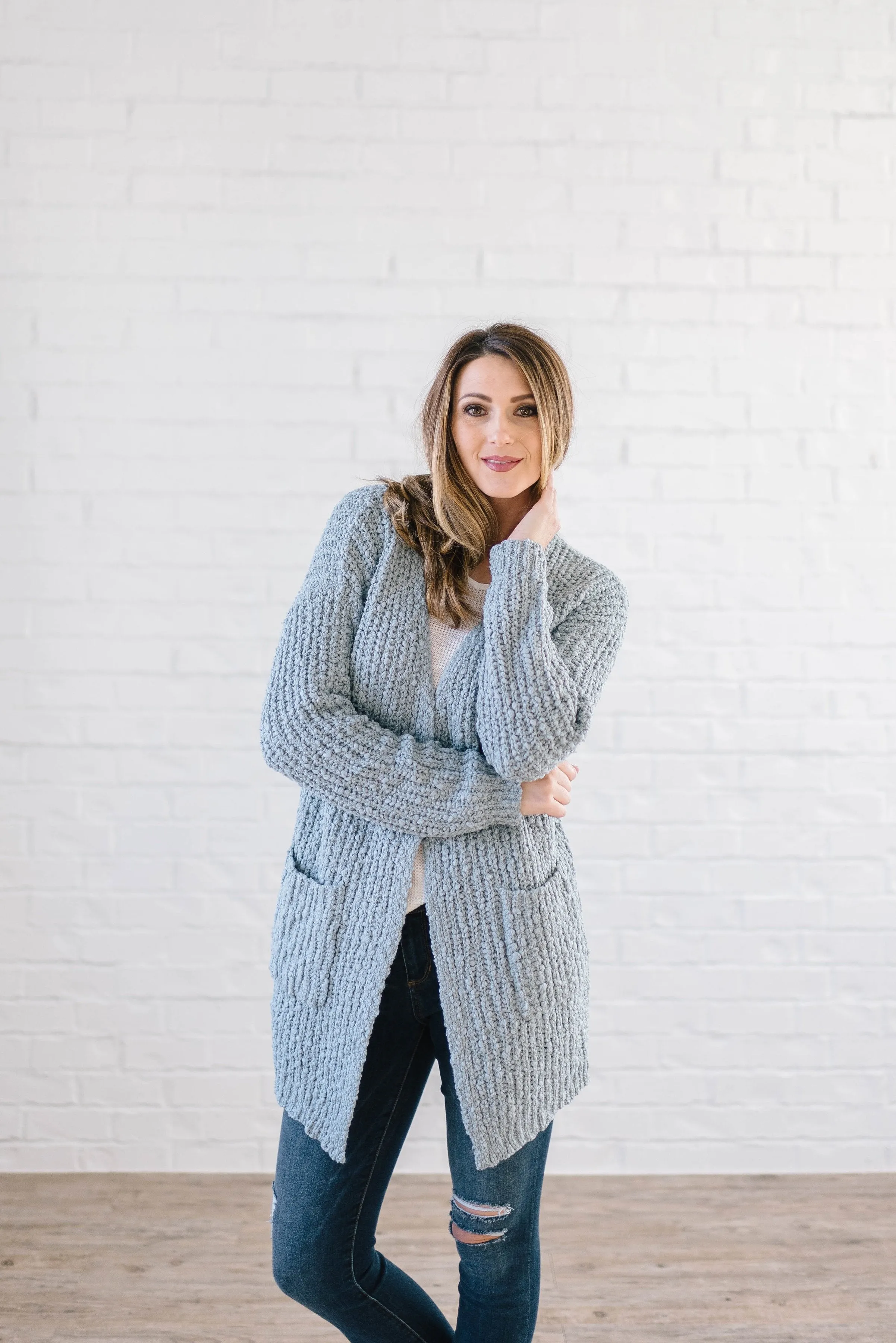 Cuddle Up Cardi in Dusty Blue