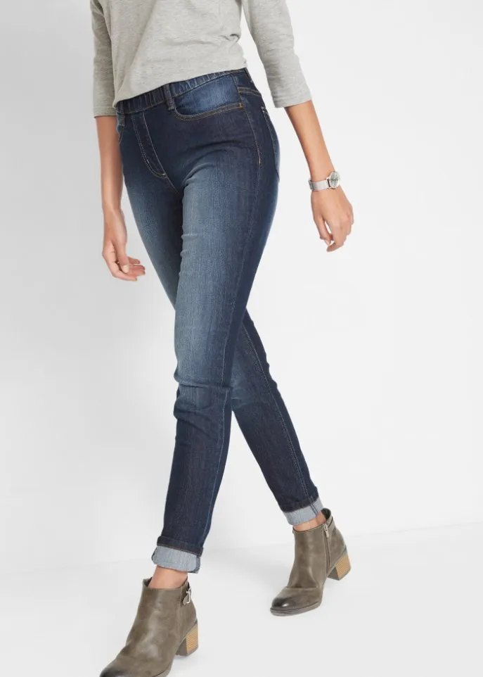 Denim jeggings with a comfortable narrow belt Bpc Bonprix Collection, blue