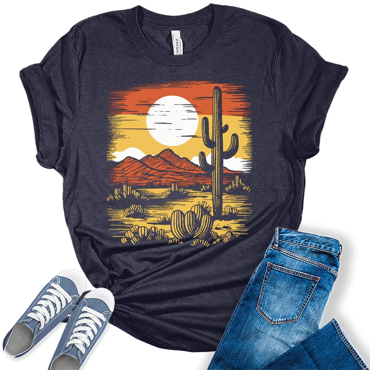 Desert Landscape Cactus Graphic Tees for Women