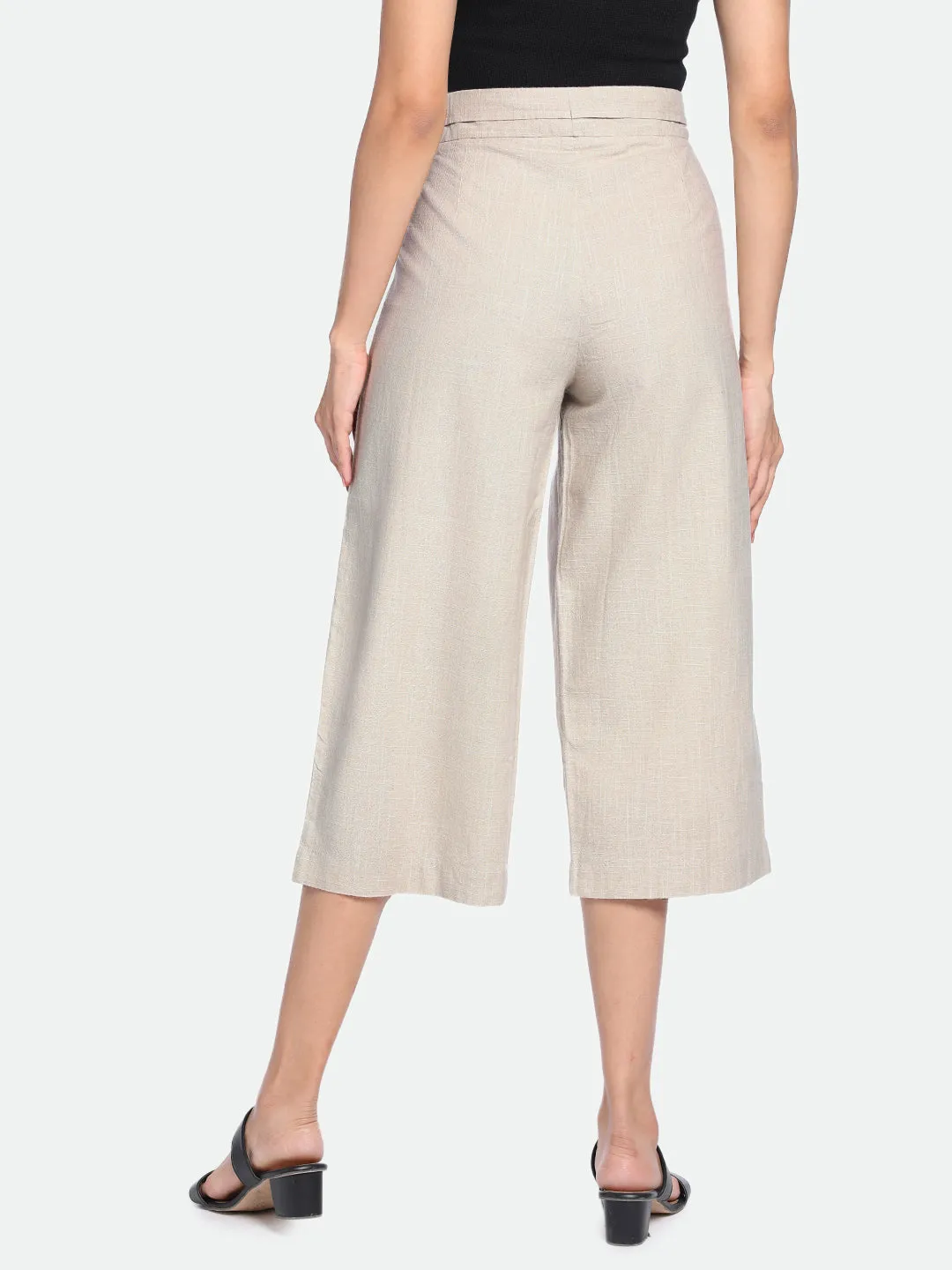 DL Woman Grey Cotton Regular Fit Trousers