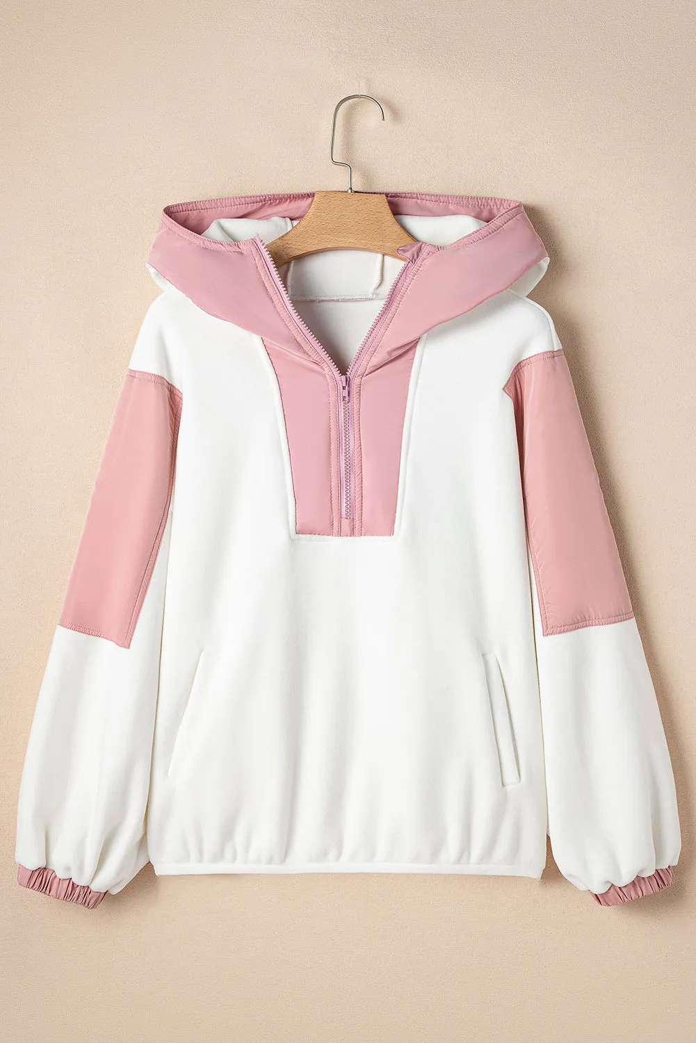 Eliza Patchwork Half Zip Oversized Sherpa Hoodie