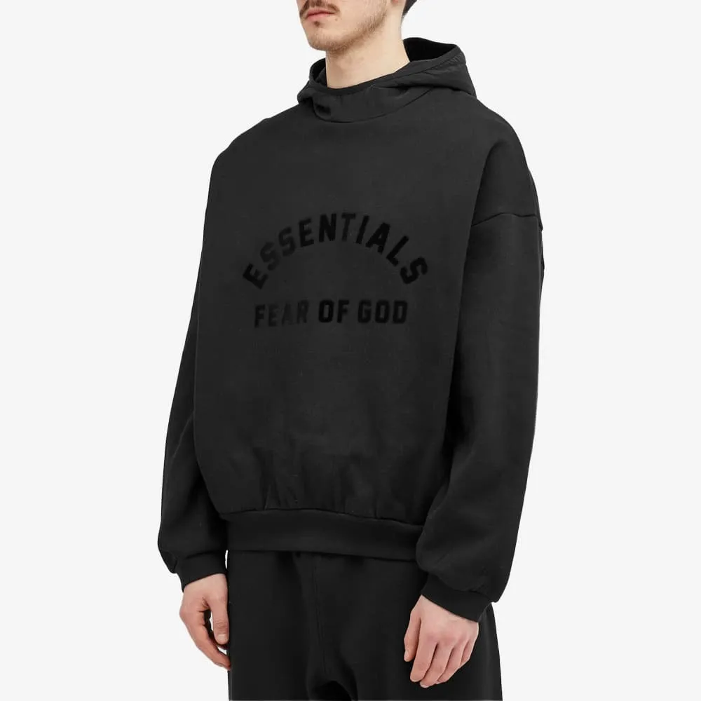 Fear Of God Essentials Spring Nylon Fleece Hoodie, black