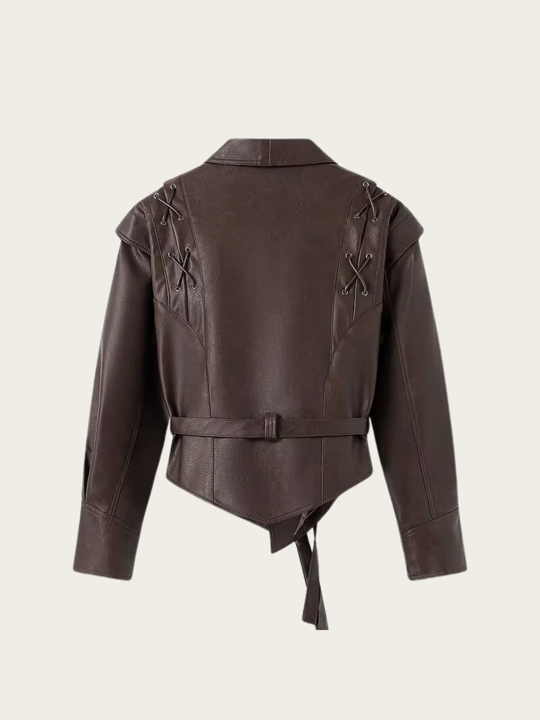 Felicia Lace-Up Faux Leather Jacket