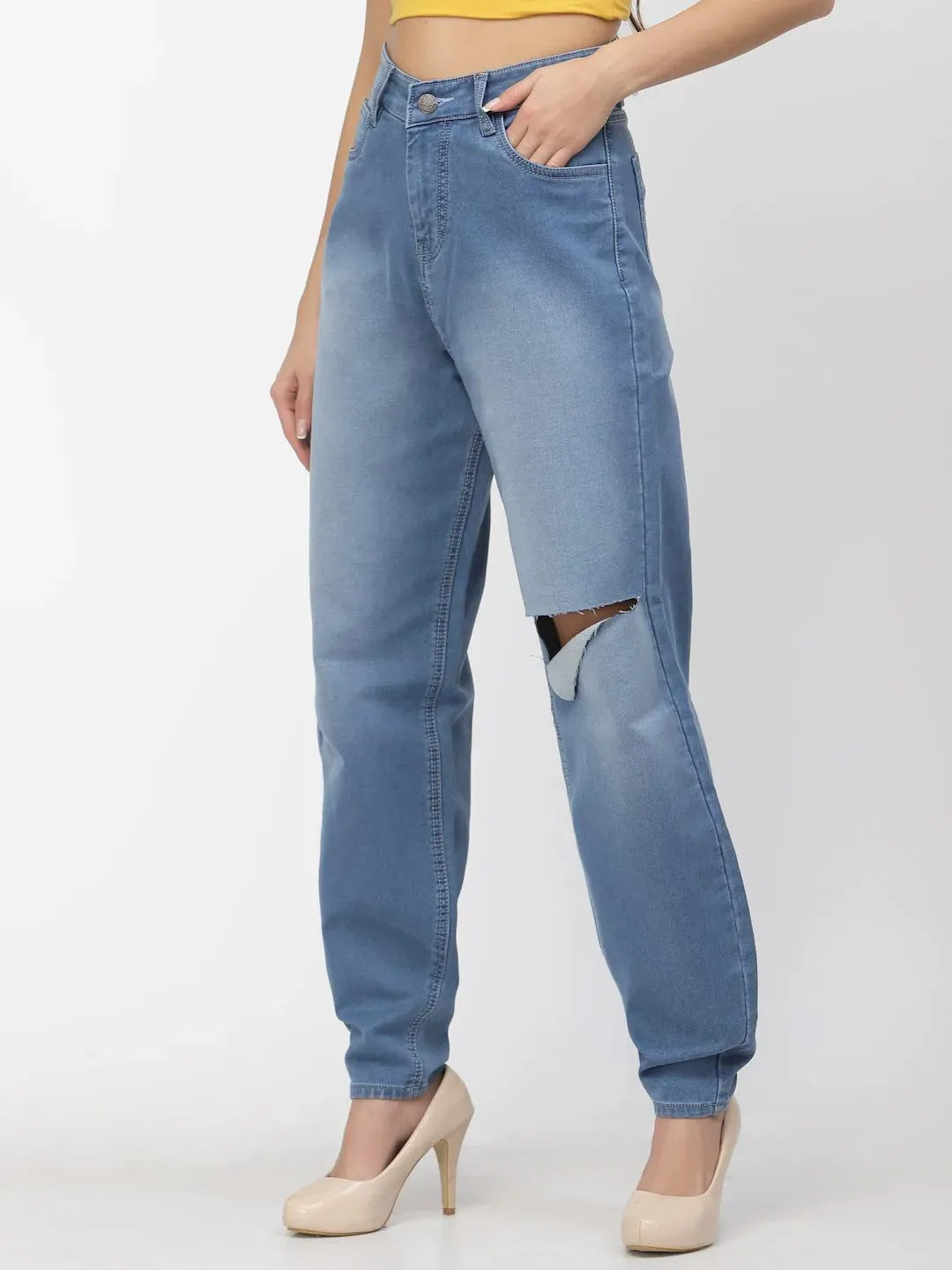 Flawless Women Mom Fit Denim Depant Jeans