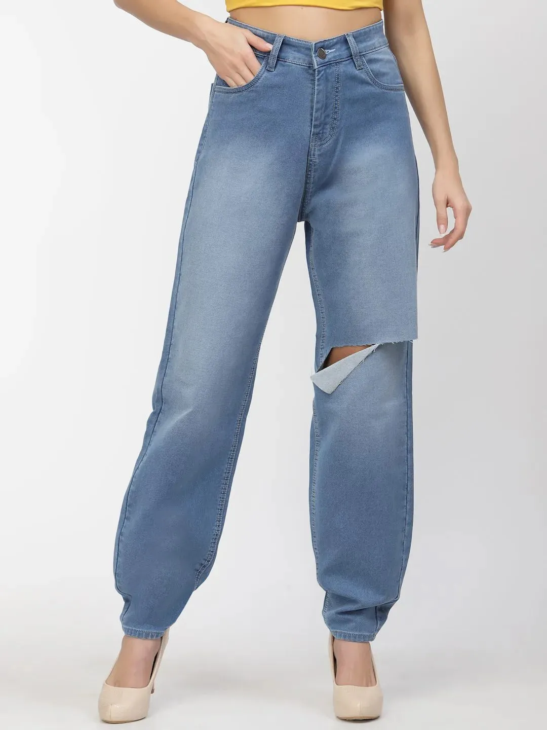 Flawless Women Mom Fit Denim Depant Jeans