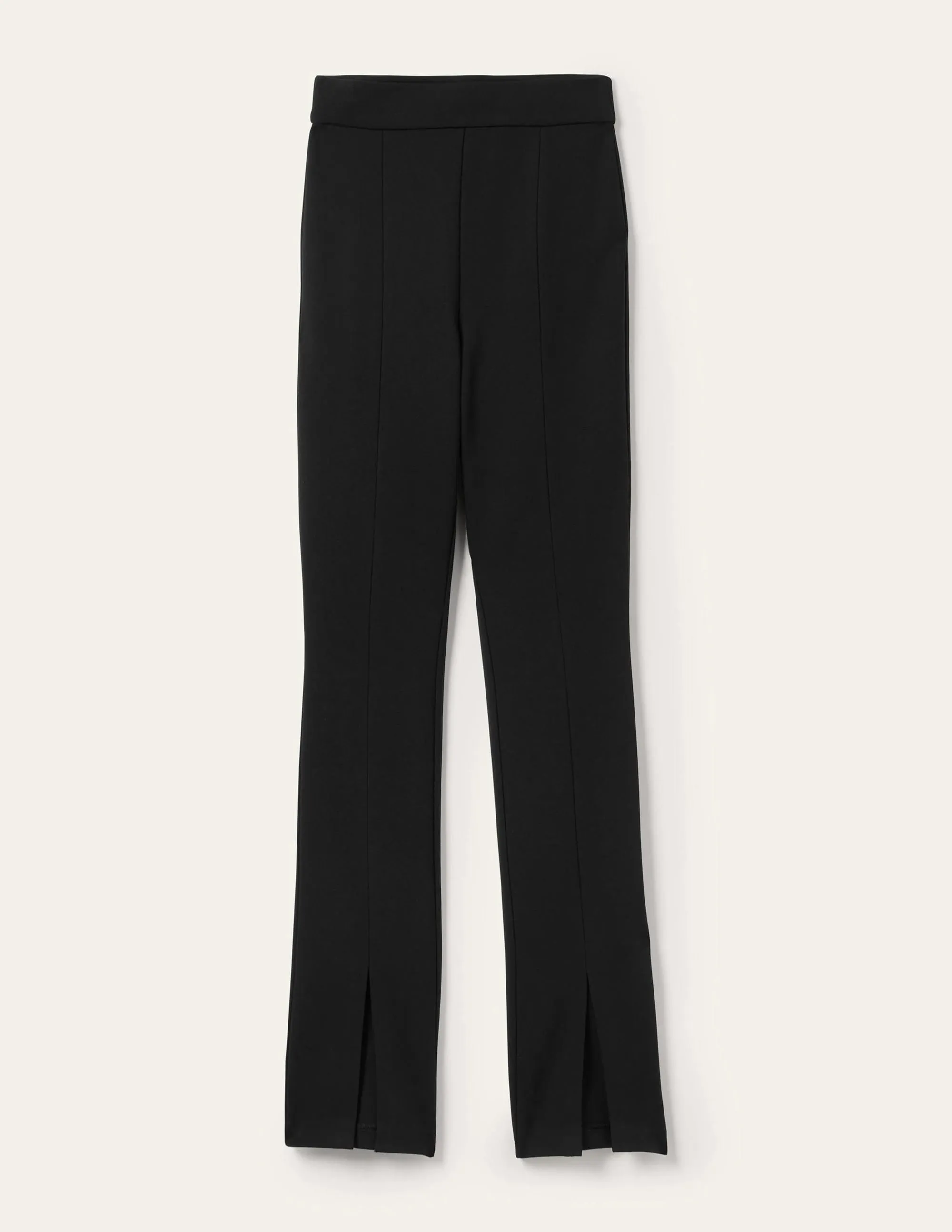 Front Split Jersey Trousers-Black