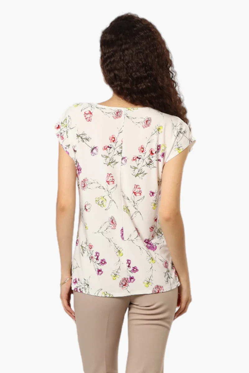 Impress Floral Cap Sleeve Tee - White