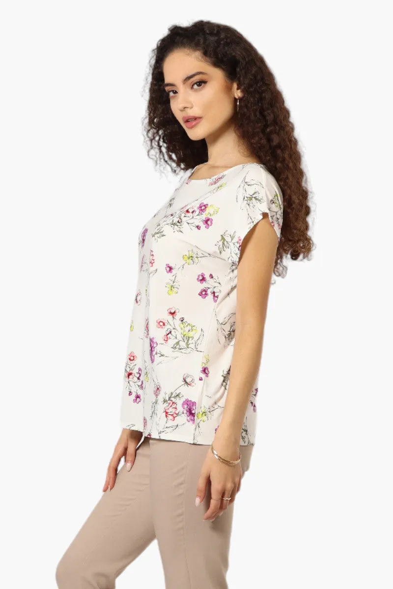 Impress Floral Cap Sleeve Tee - White