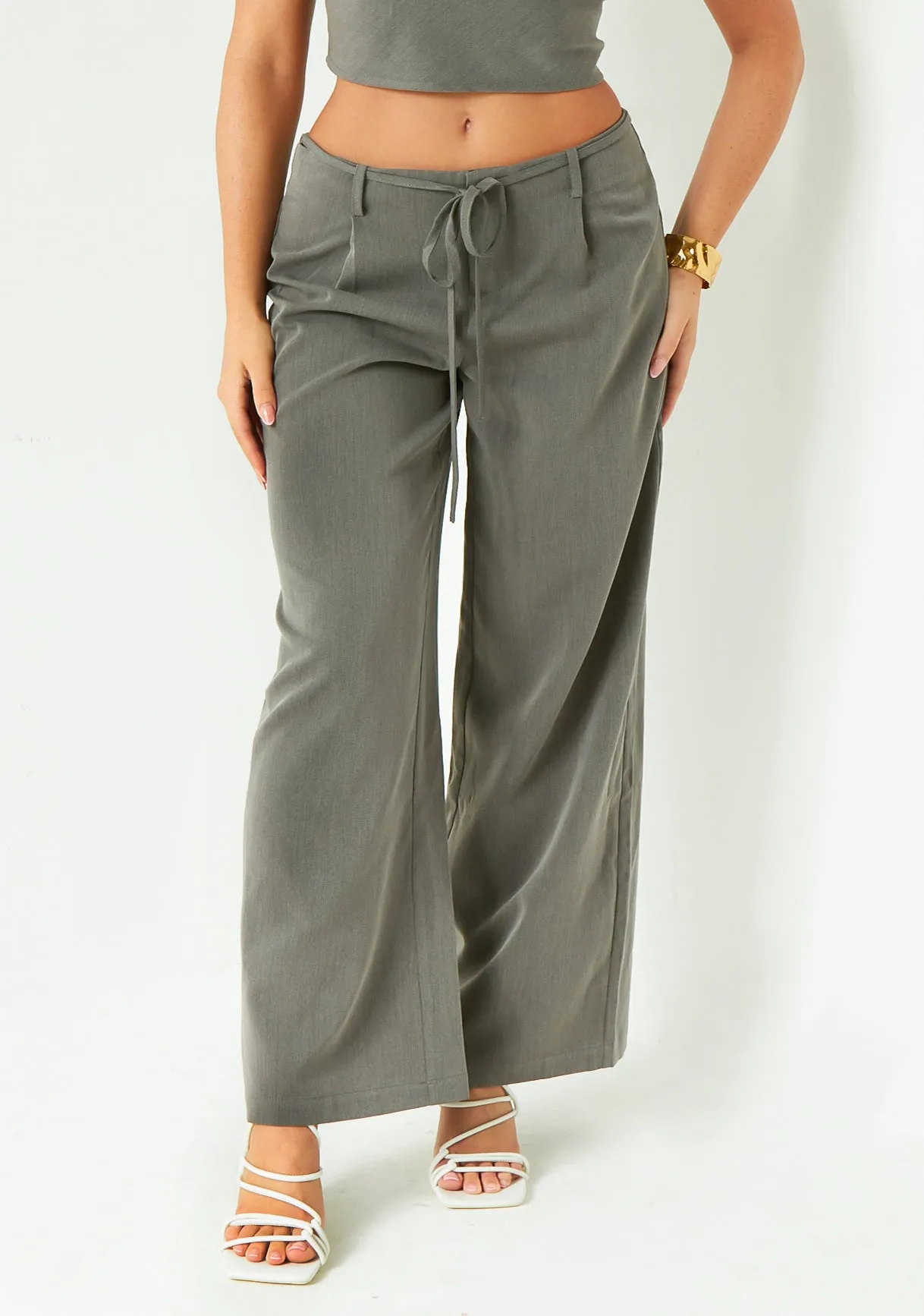 Isabela Grey Low Rise Tailored Trousers