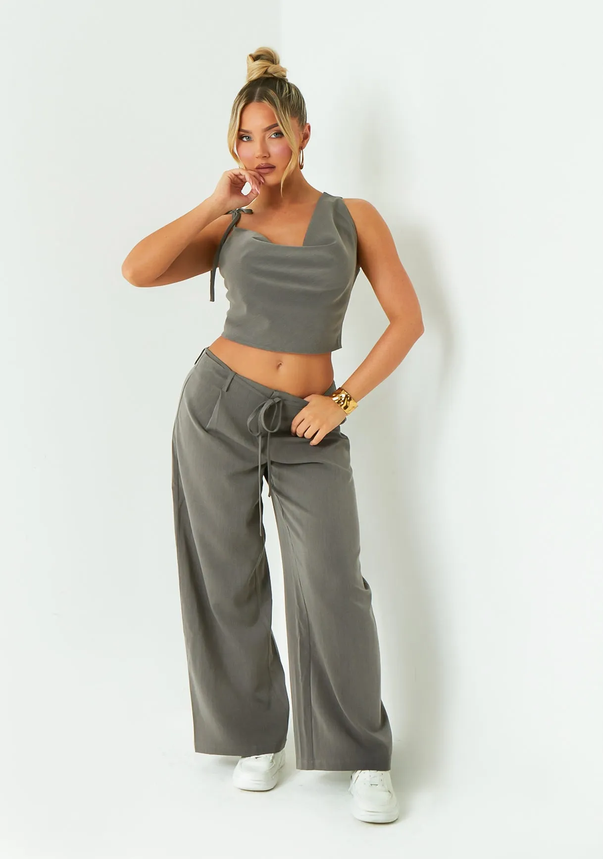 Isabela Grey Low Rise Tailored Trousers