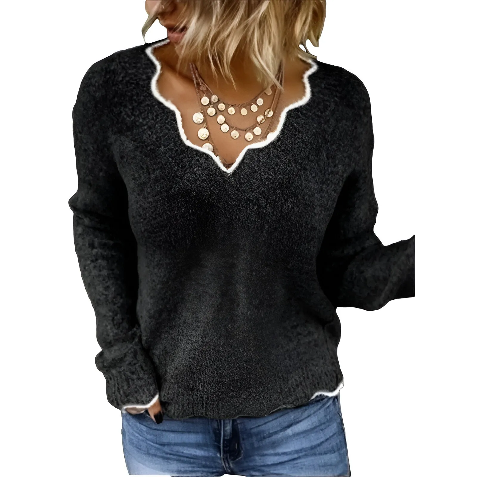 Ivyshape | Comfortable, Stylish V-Neck Sweater