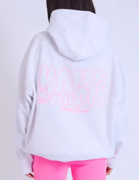 Kaiia Studio Embroidered Bubble Logo Oversized Hoodie Grey Marl & Pink