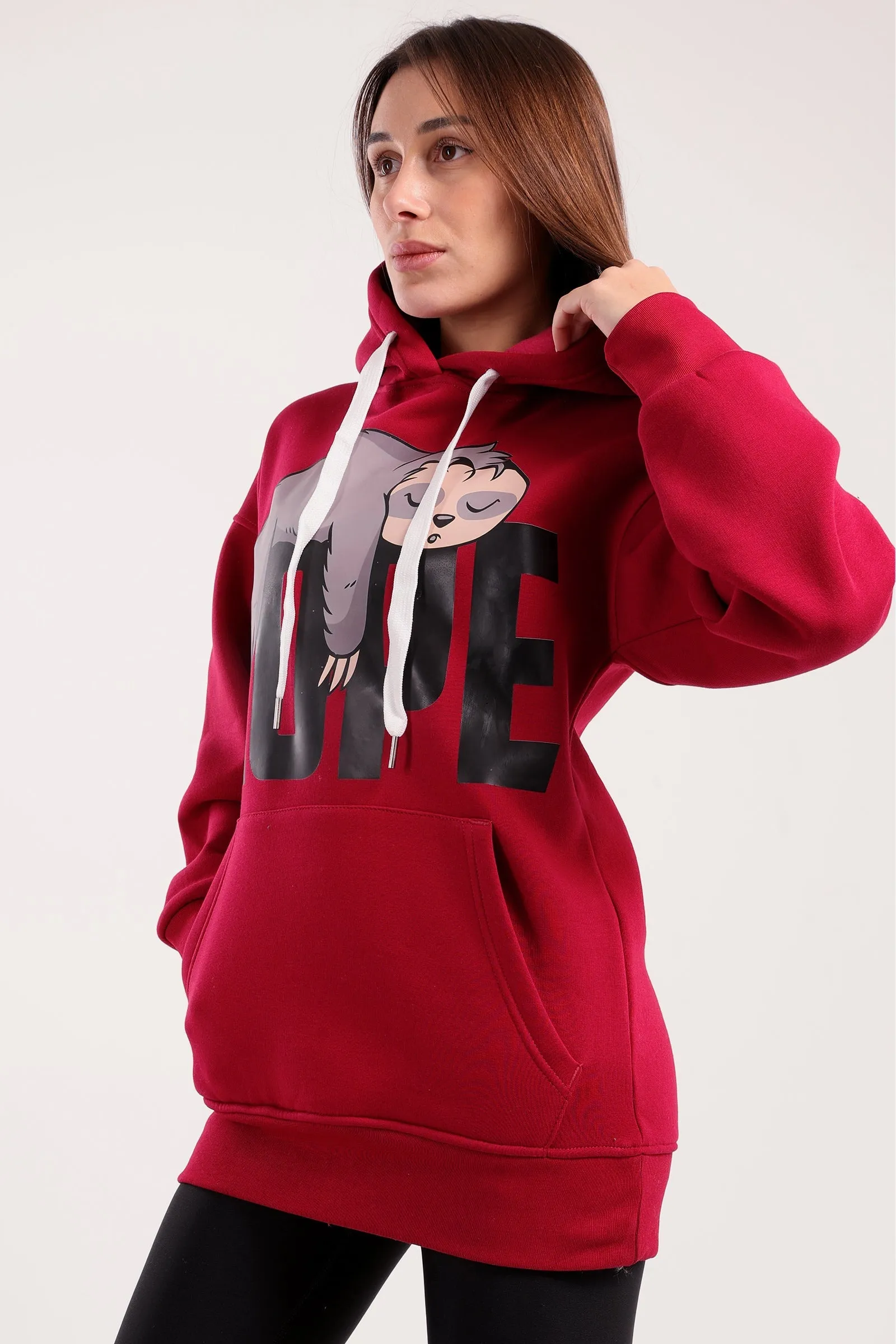 Lazy Sloth Print Hoodie (40103) - Fit Freak