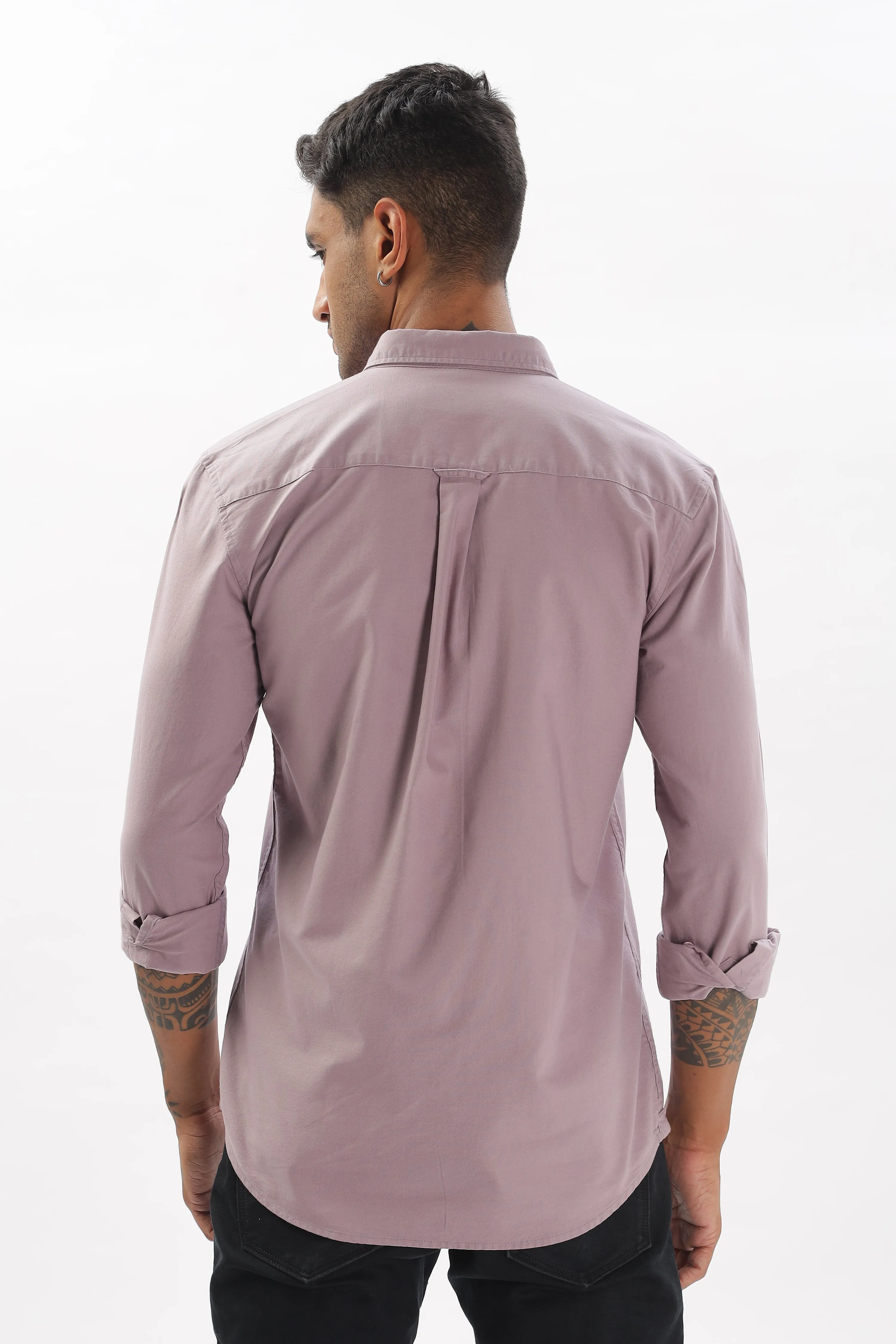 Light Purple Regular Fit Plain Full Sleeve Shirt