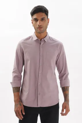 Light Purple Regular Fit Plain Full Sleeve Shirt