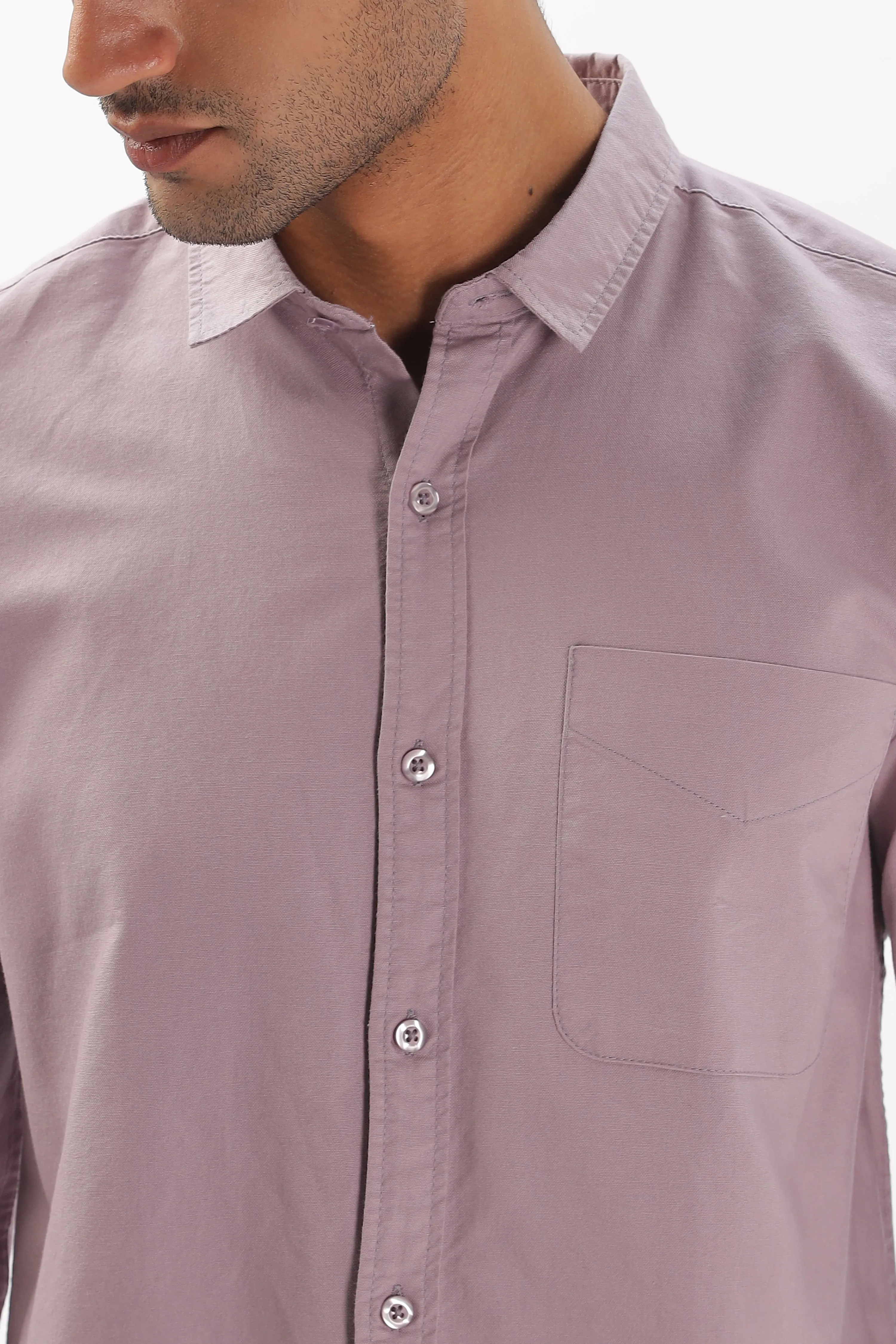 Light Purple Regular Fit Plain Full Sleeve Shirt