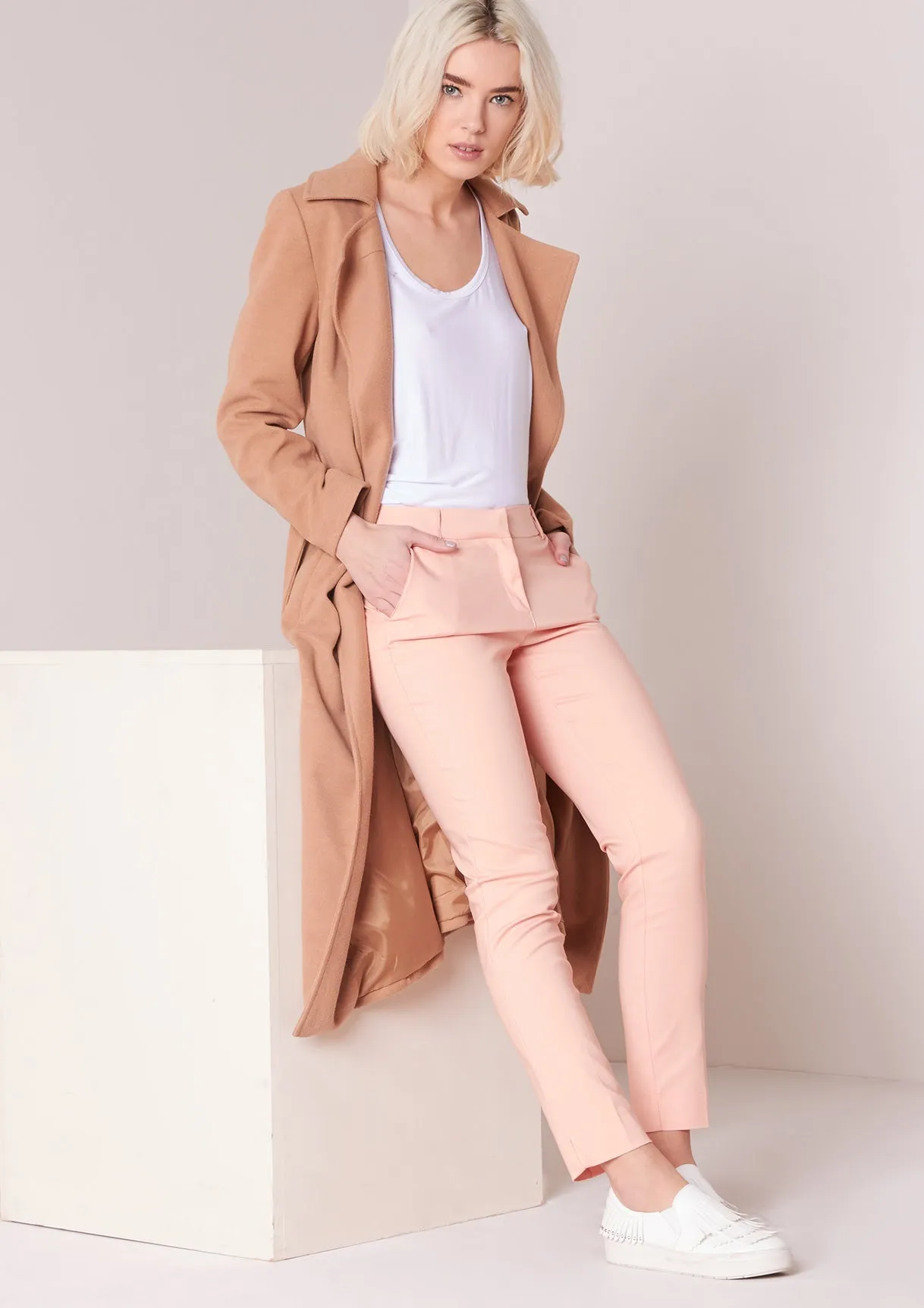 Lorah Pink Tailored Cigarette Trousers