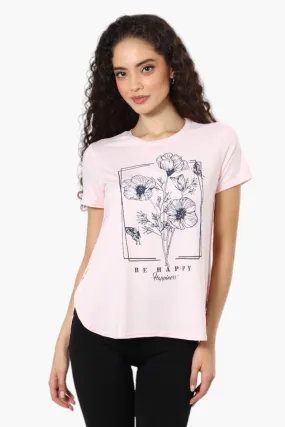 Magazine Be Happy Print Tee - Pink