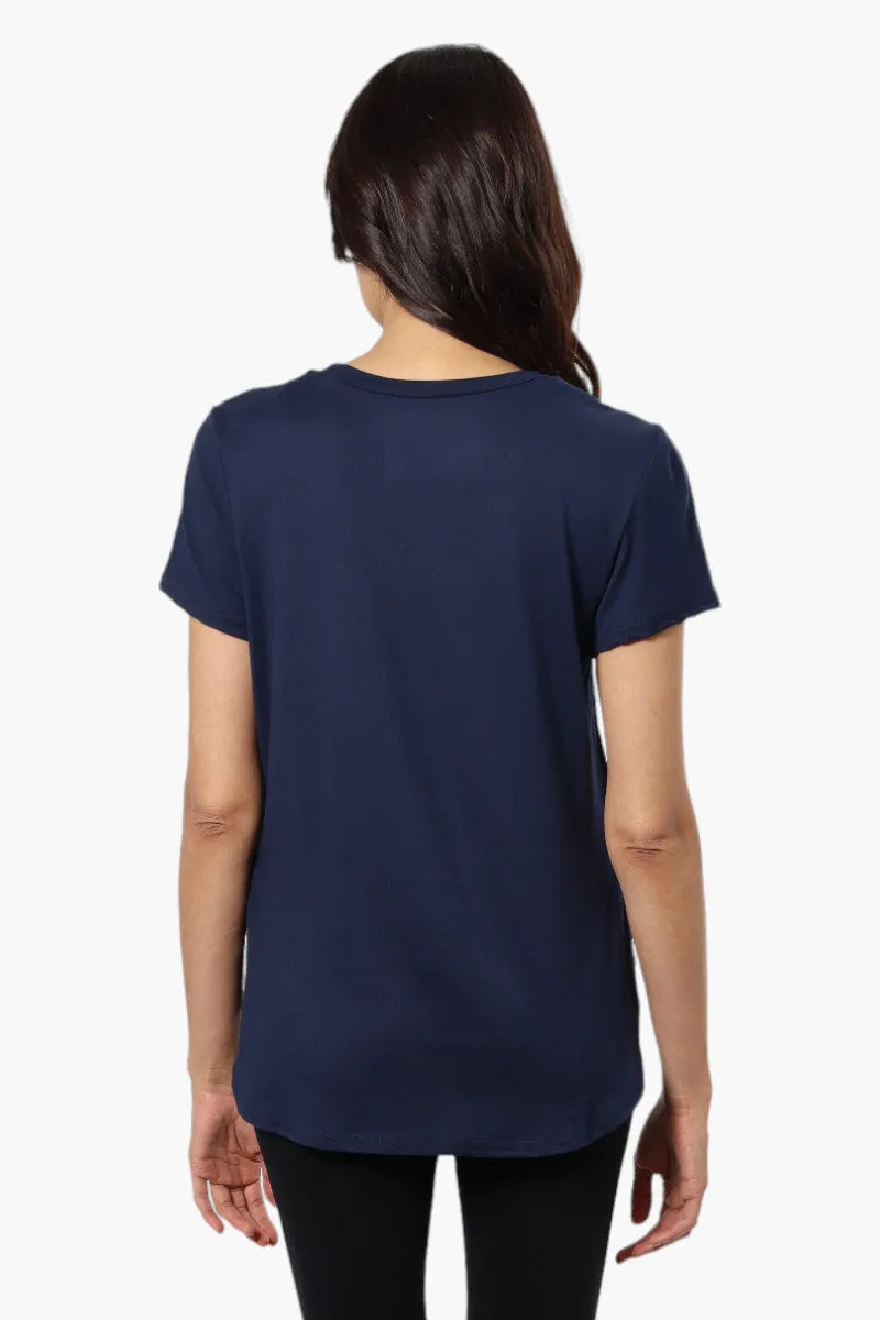 Magazine Coffee And Wine Print Tee - Navy