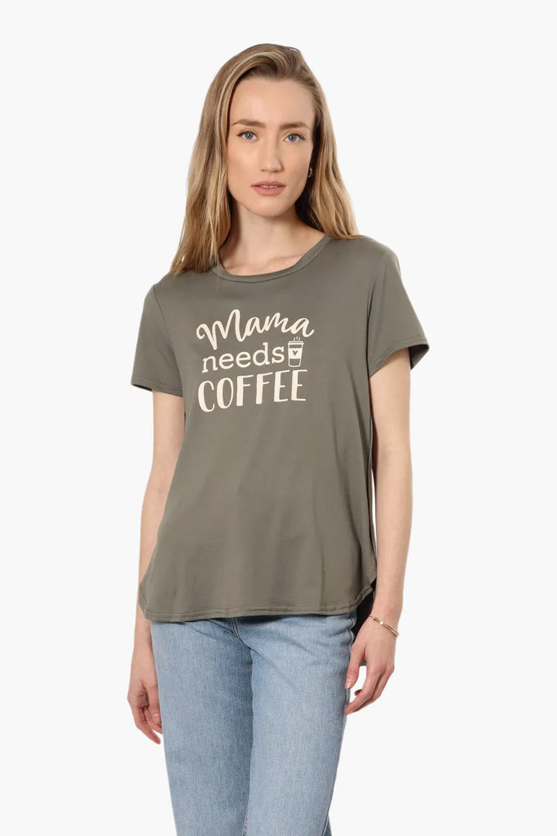 Magazine Mama Printed High Low Tee - Olive