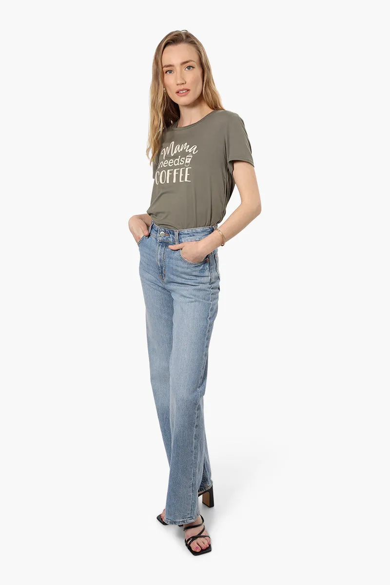 Magazine Mama Printed High Low Tee - Olive