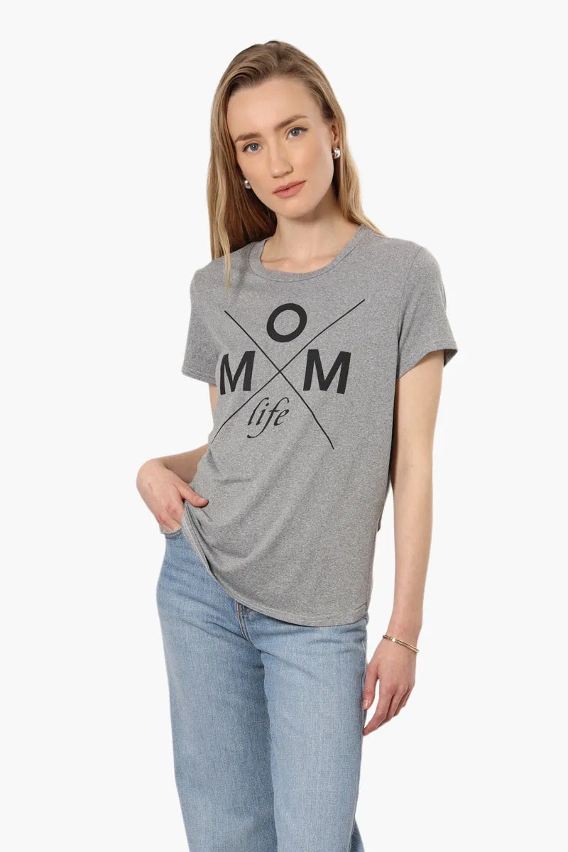 Magazine Mom Life Printed High Low Tee - Grey