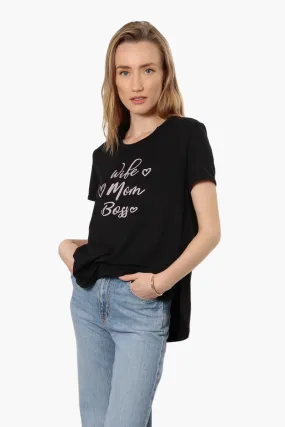 Magazine Mom Printed High Low Tee - Black