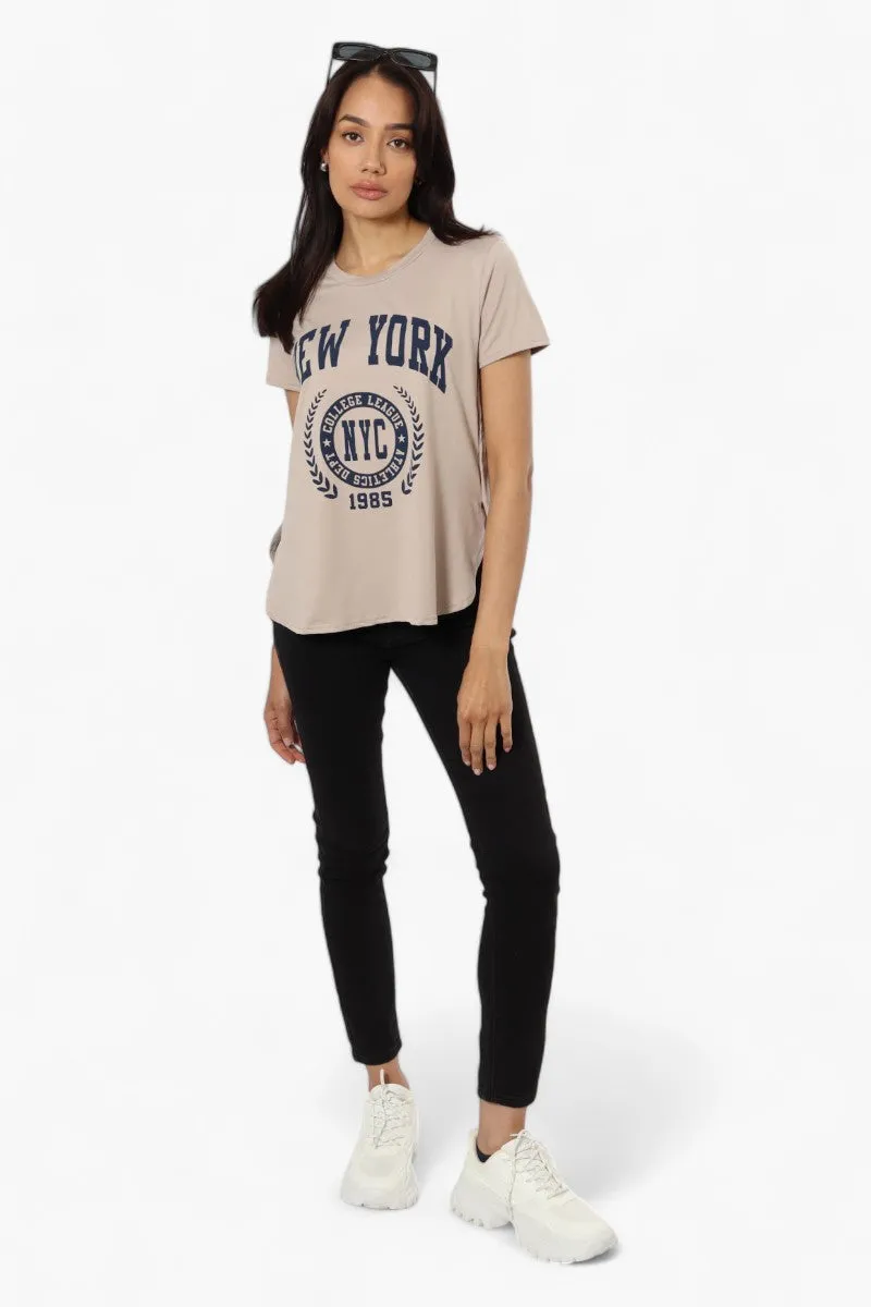 Magazine New York Print Tee - Taupe