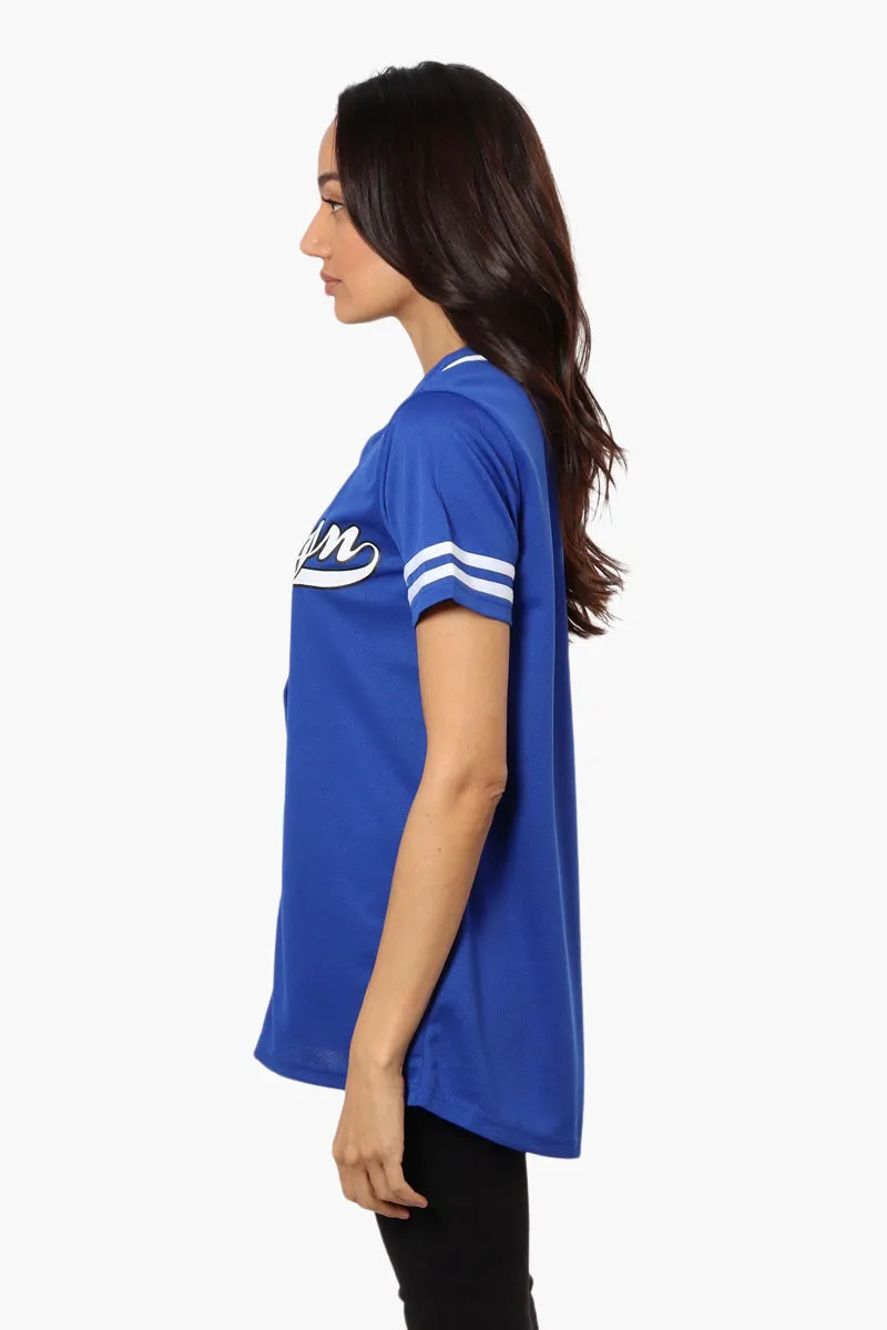 Mecca Brooklyn Printed Baseball Tee - Blue