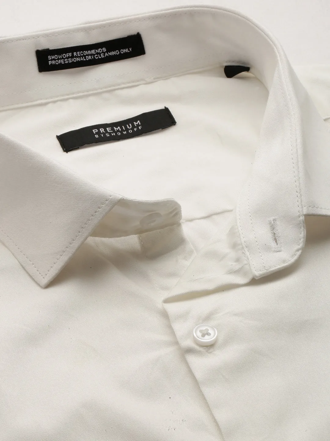 Men White Solid Casual Casual Shirts