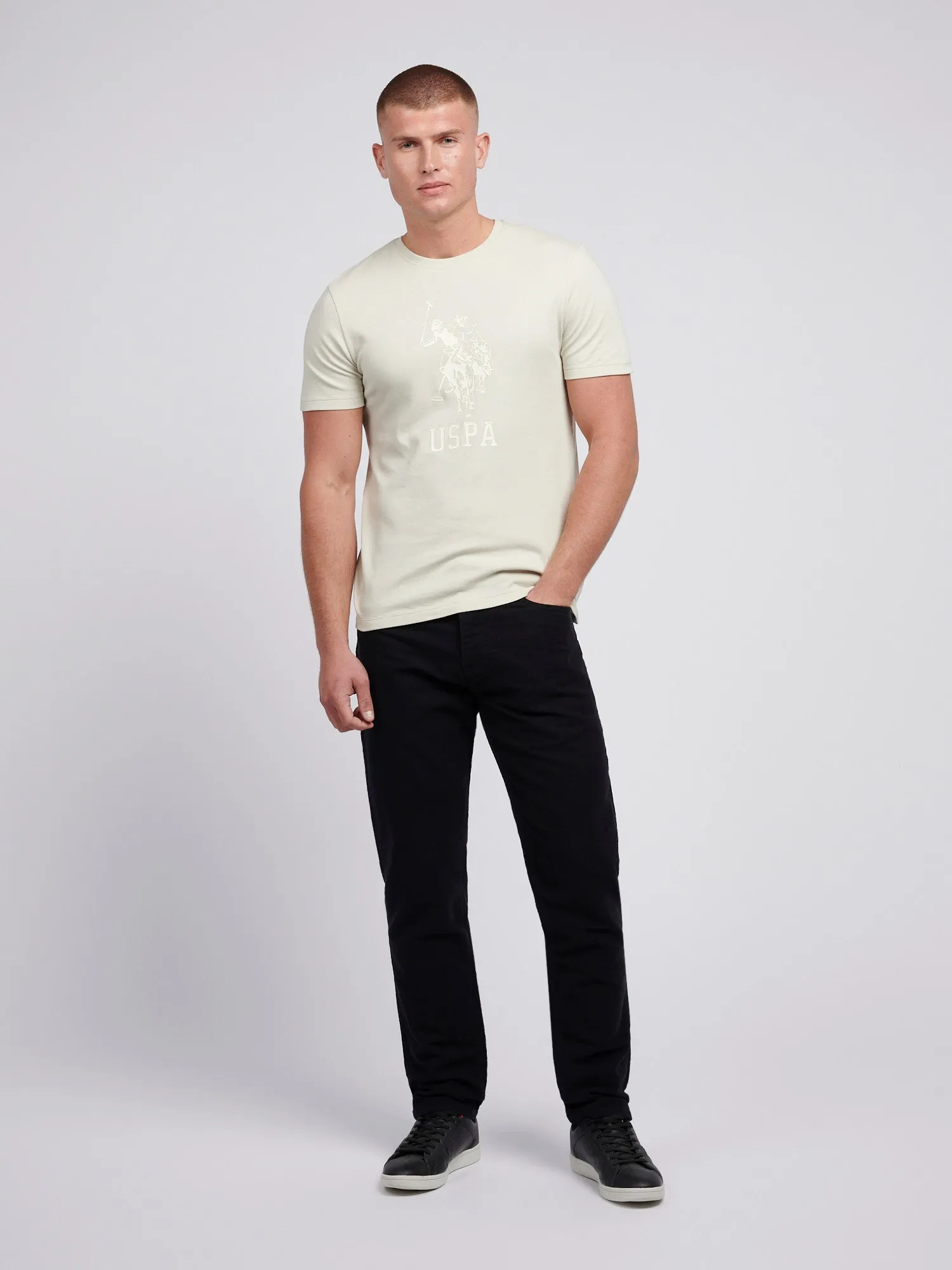 Mens Double Horsemen Statement T-Shirt in Moonstruck