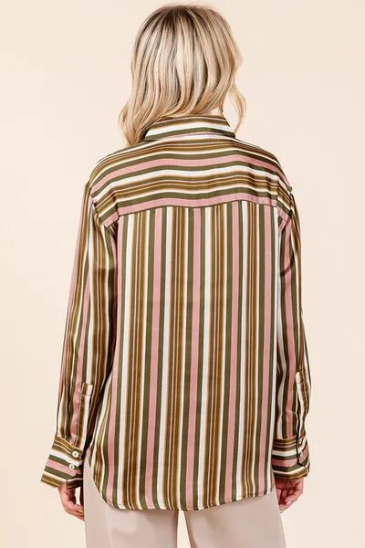 Mittoshop Striped Button Down Satin Shirt