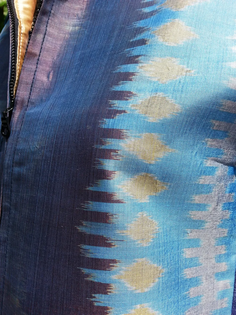 Modern Ikat Couture Cut Jacket Blue Purple