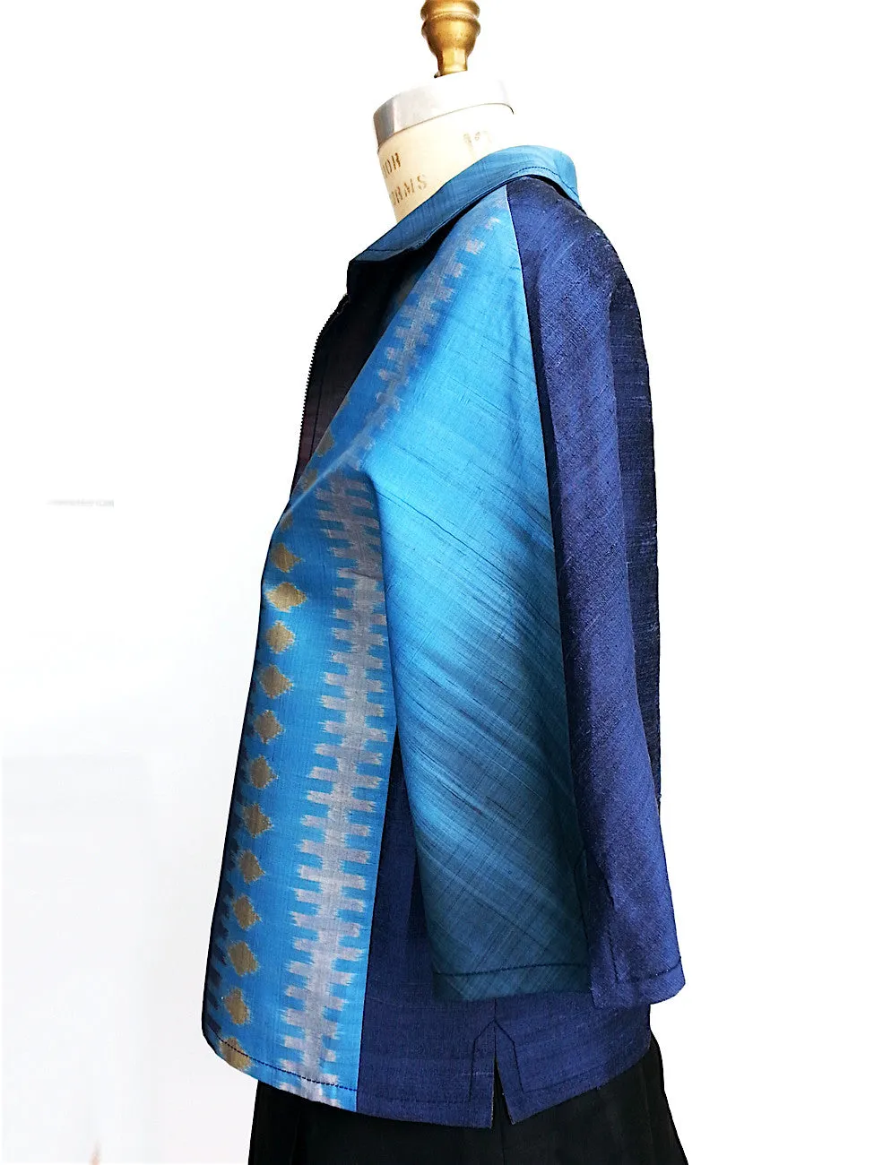 Modern Ikat Couture Cut Jacket Blue Purple